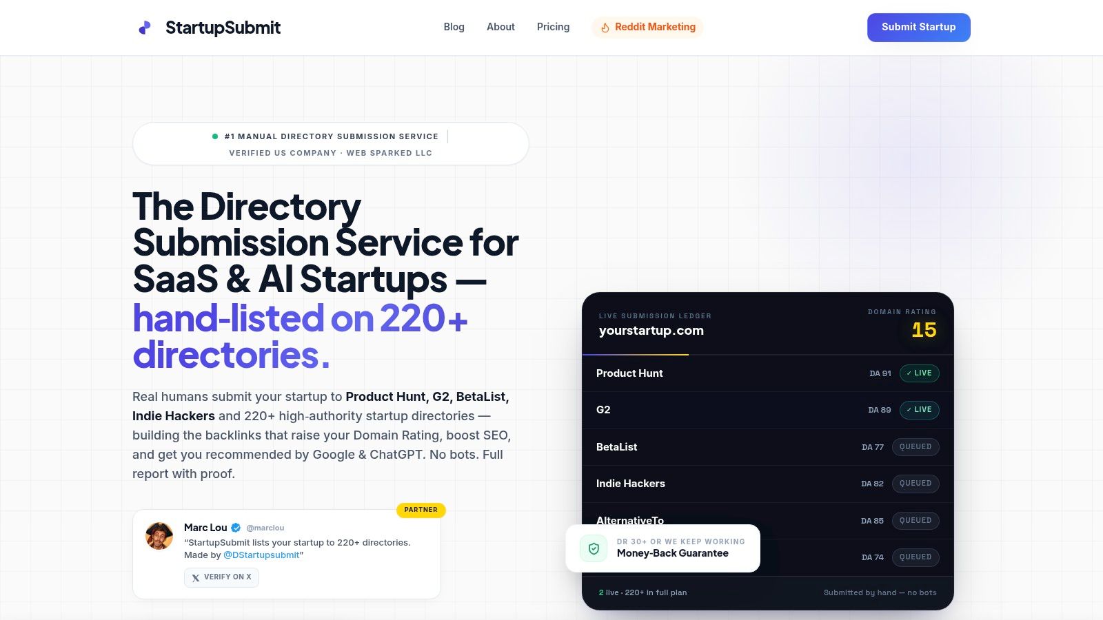 Screenshot from https://startupsubmit.app