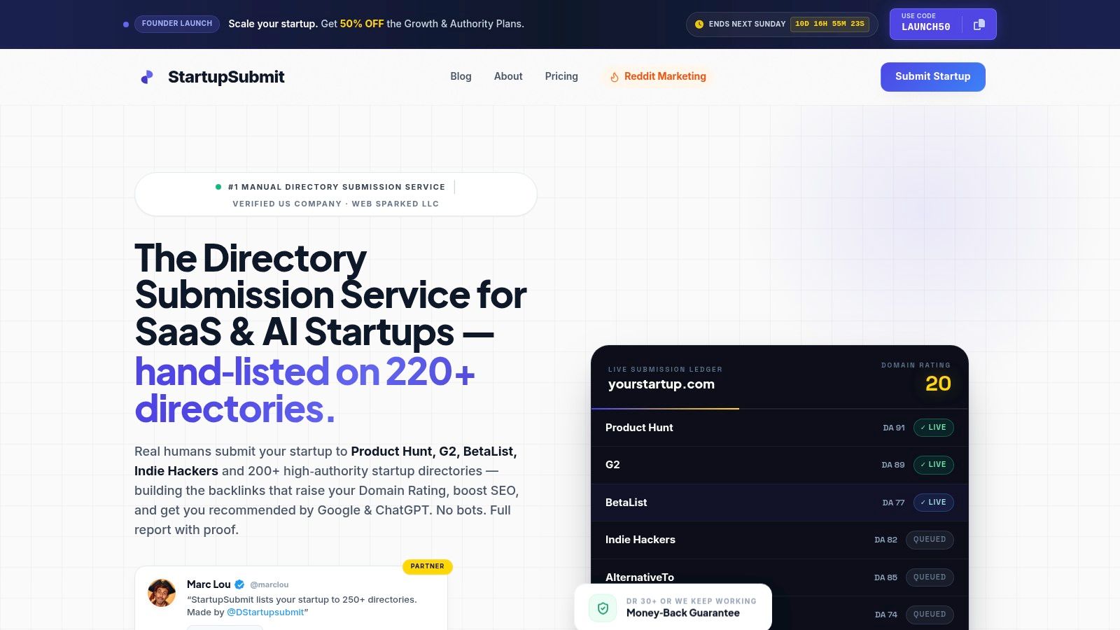 Screenshot from https://startupsubmit.app