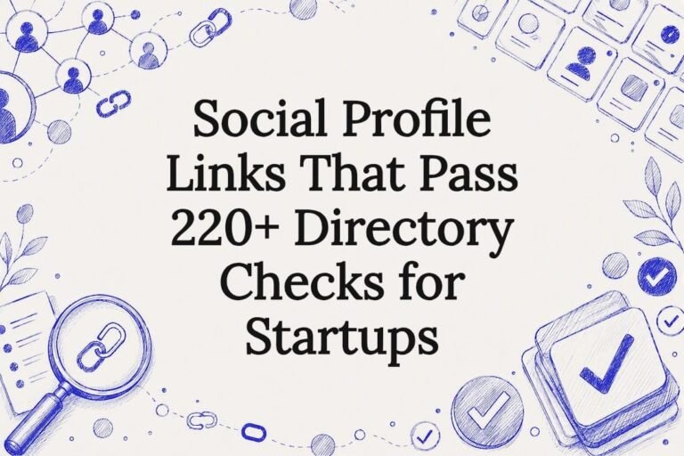 Decorative startup social links title card
