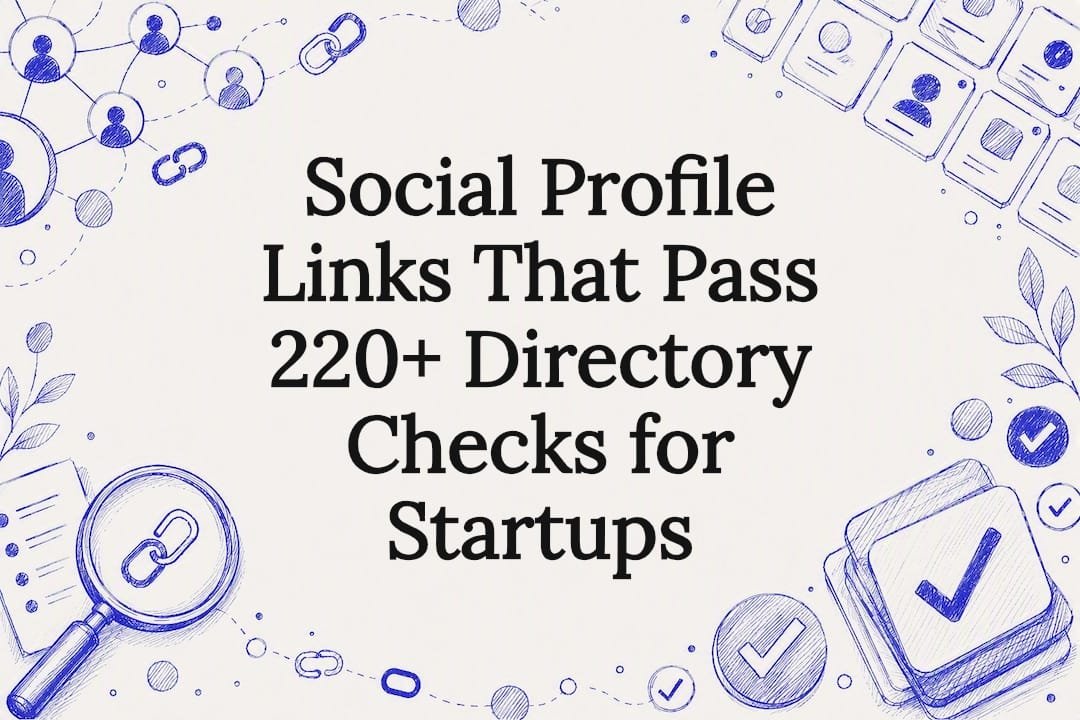 Decorative startup social links title card