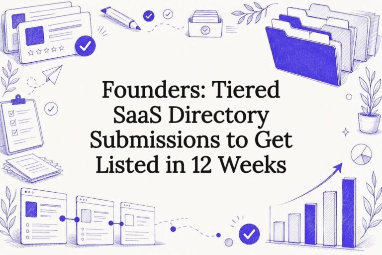 Decorative SaaS directory submission title card