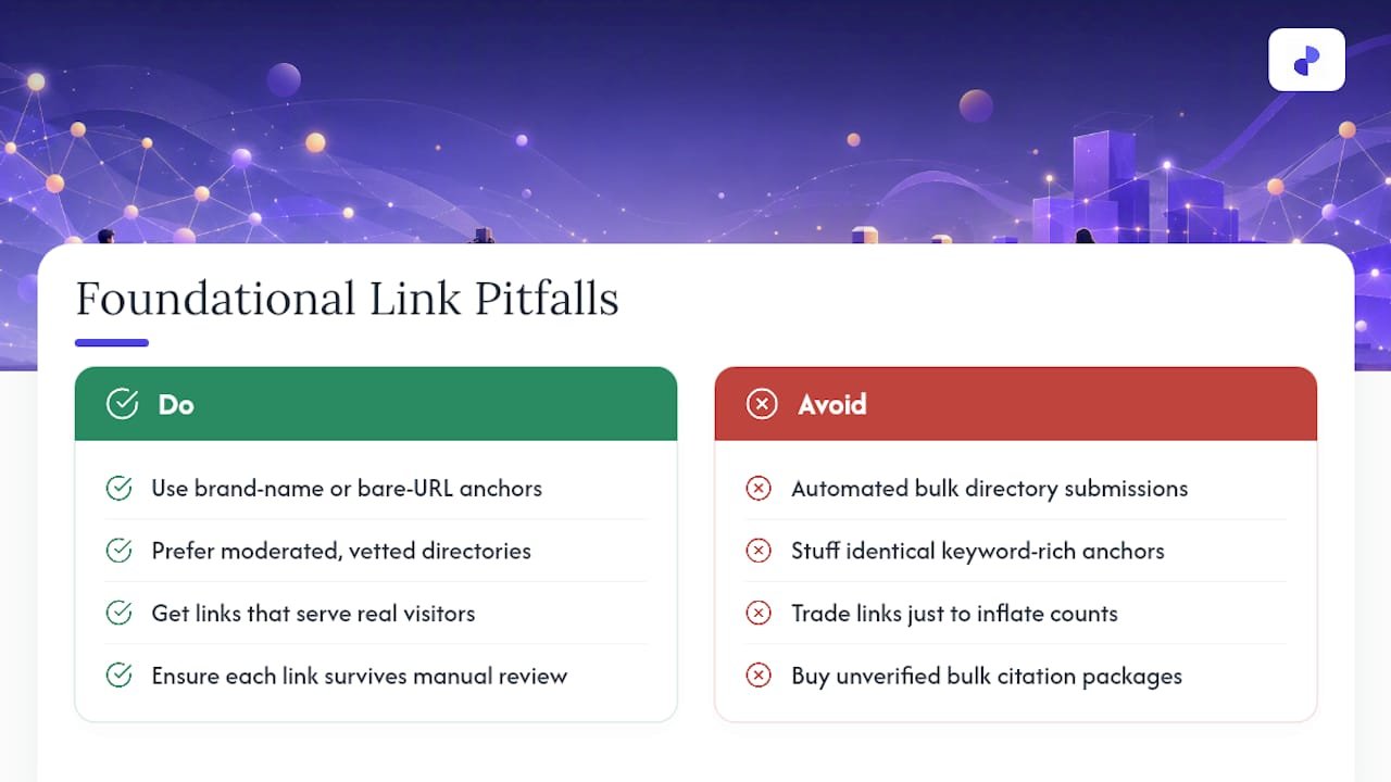 Pitfalls That Turn Foundational Link Building Into a Liability — overview diagram