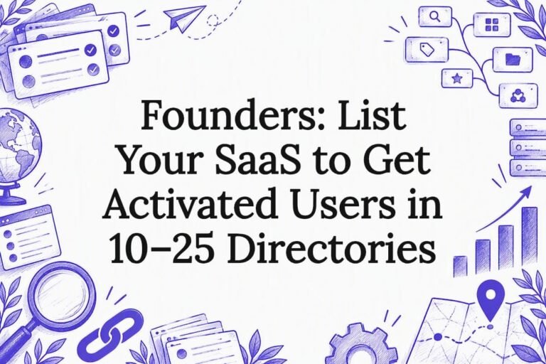 Decorative SaaS directory listing title card