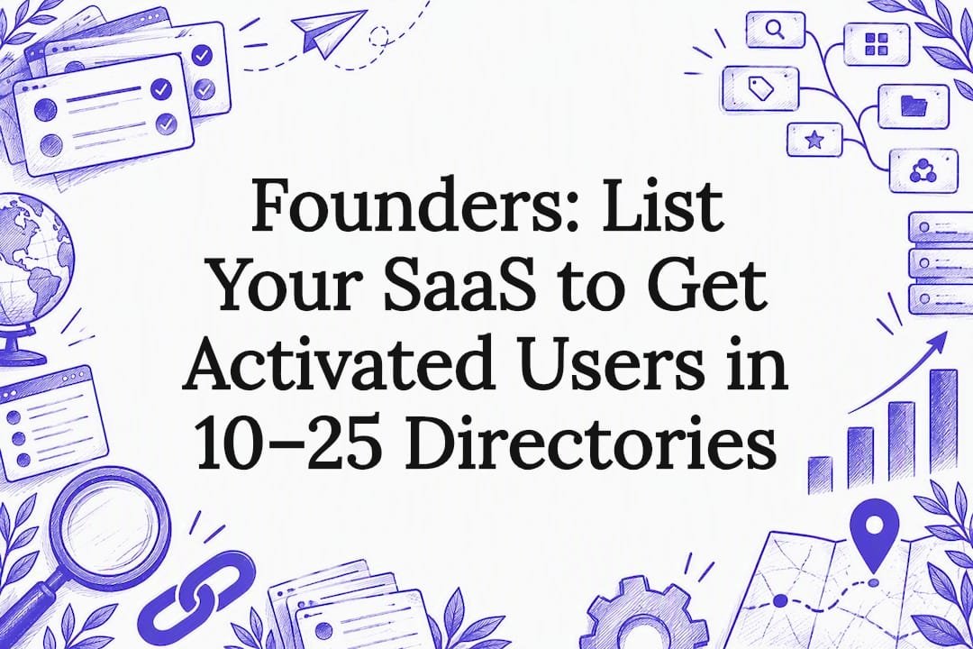Decorative SaaS directory listing title card